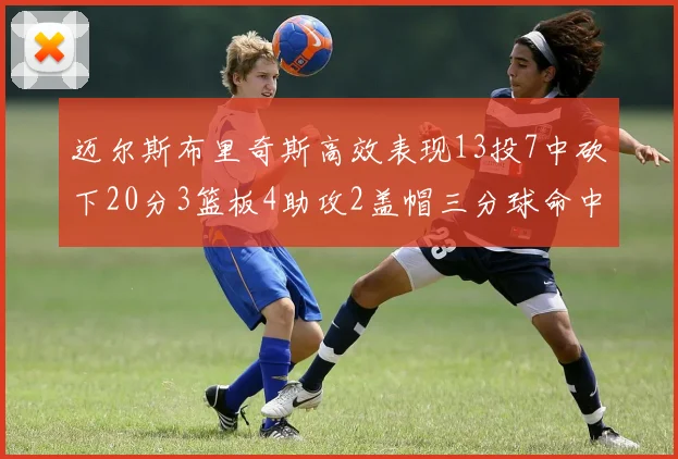 迈尔斯布里奇斯高效表现13投7中砍下20分3篮板4助攻2盖帽三分球命中率出色